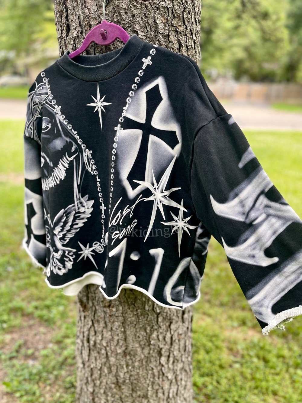 Lost Sins Oversized Jesus Cutoff Sweater Streetwear Cross Gothic Christian Grail